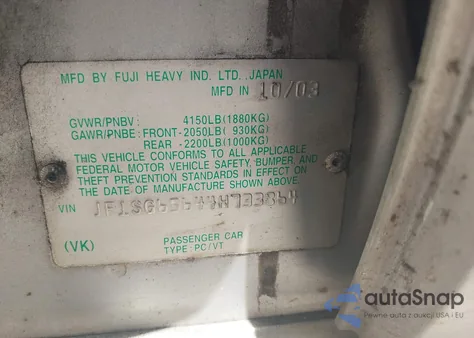 2004 Subaru Forester 2.5Xs from USA, damaged, VIN JF1SG65644H733864